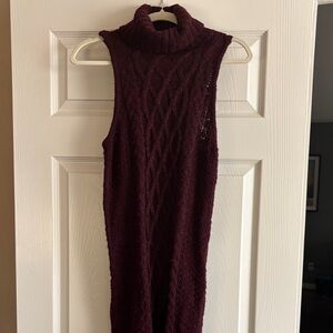 American Eagle Outfitters Maroon Sleeveless Knit Dress